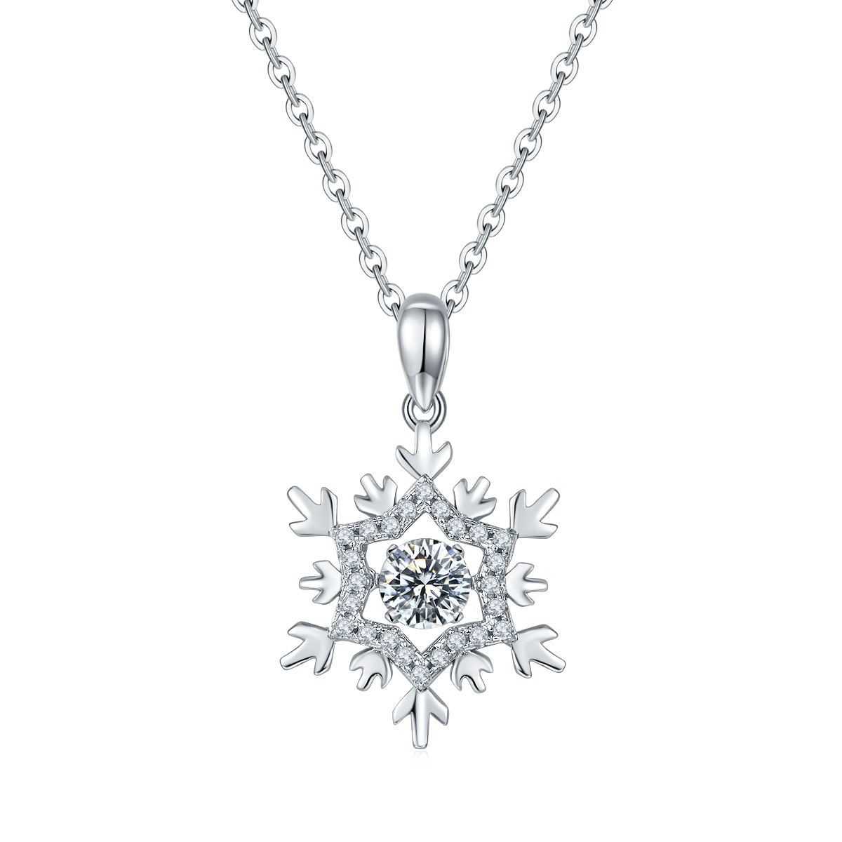 Dynamic Ice Queen S925 Silver Plated Platinum Moissanite Necklace 50 Points D-Class